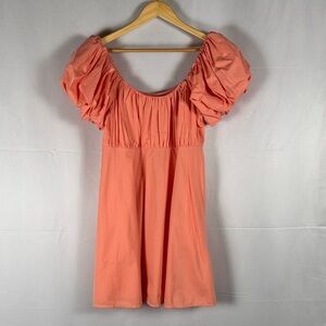 Abercrombie & Fitch Emerson Babydoll Dress Puff Sleeve Milkmaid Smocked Women Lg